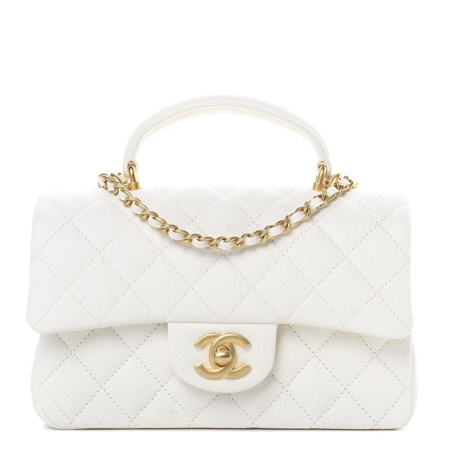Chanel Caviar Quilted Mini Top Handle Rectangular Flap White 1 of 11