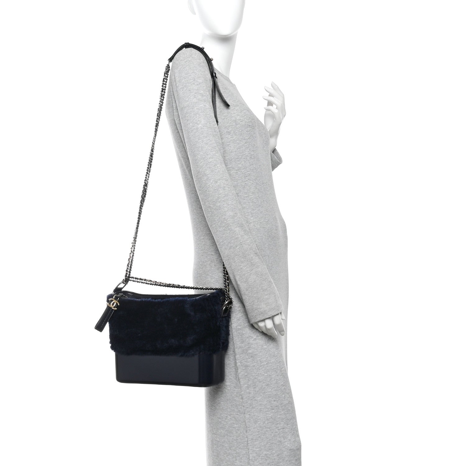 Chanel Shearling Medium Gabrielle Hobo Navy 2 of 10