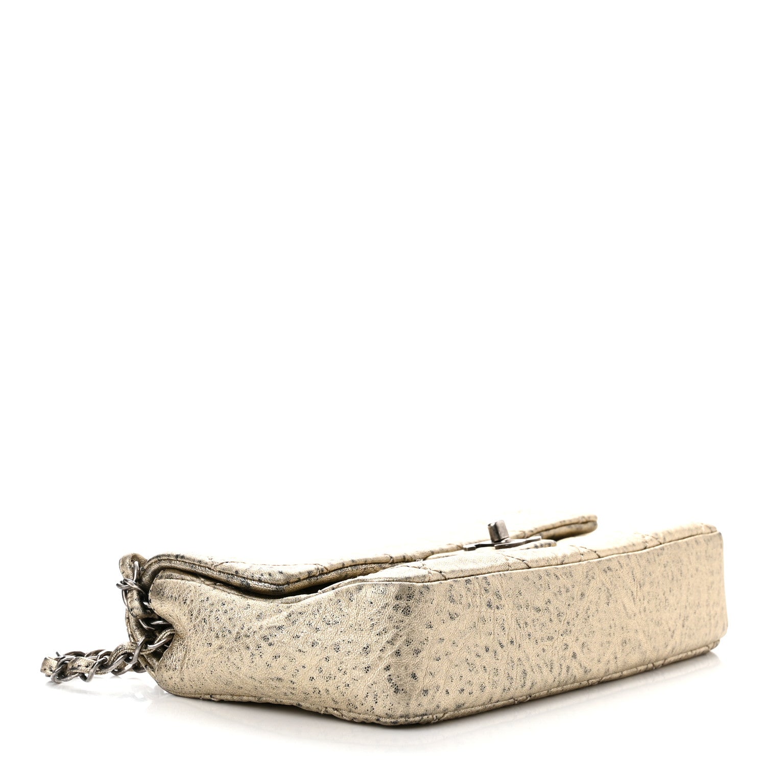 Chanel Distressed Metallic Lambskin Quilted Le Marais Ligne Flap Gold 3 of 9