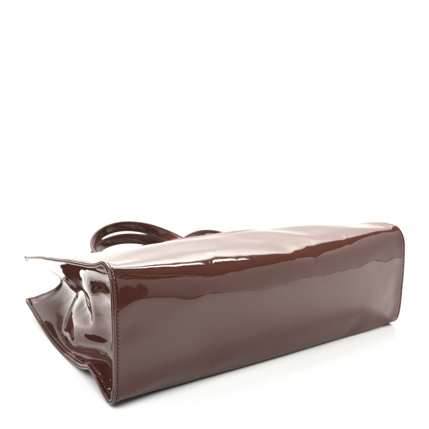 Patent Vegan Leather Medium Shopping Bag Chocolate