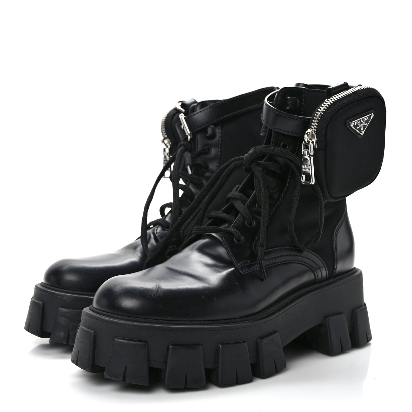 Spazzolato Rois Nylon Metal Triangle Logo Monolith Pouch Pocket 55mm Boots 38.5 Black