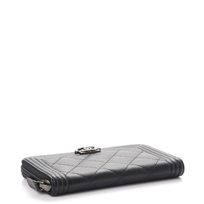 Chanel Caviar Quilted Small Boy Zip Around Wallet Black 4 of 9
