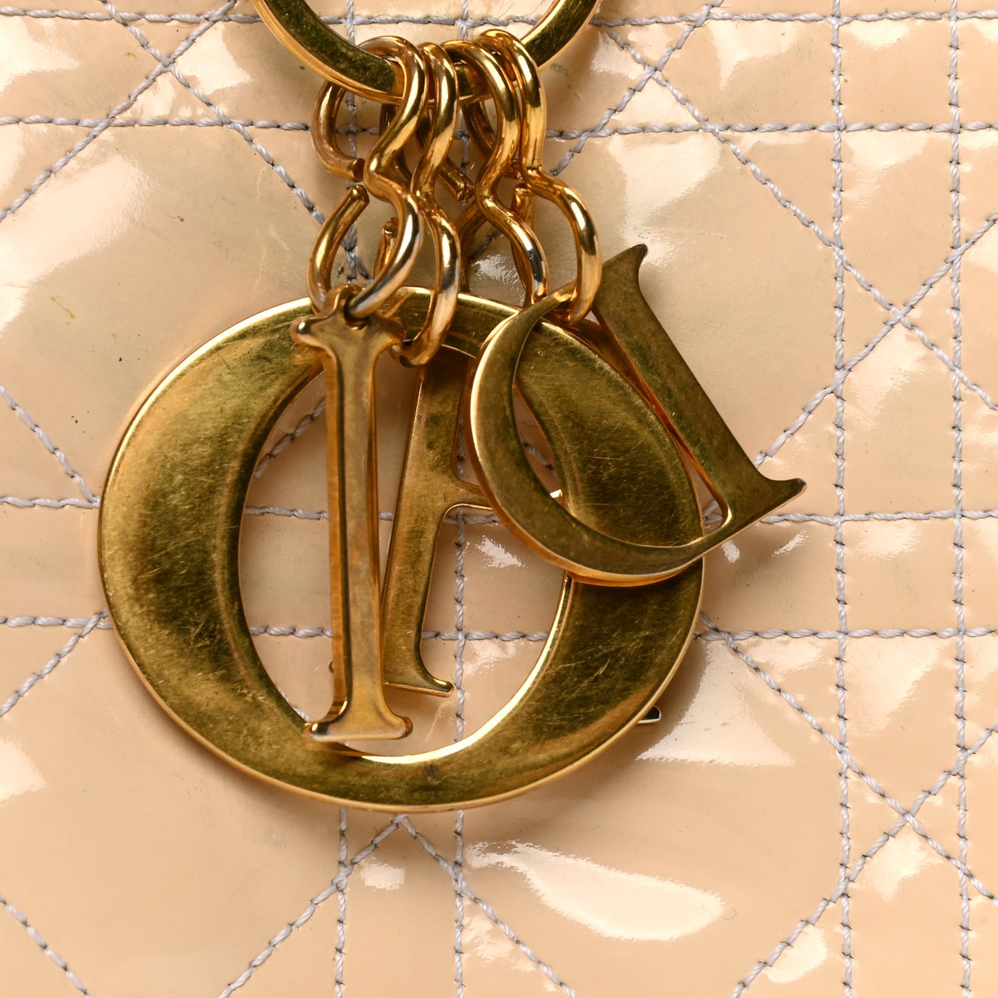 Patent Cannage Large Lady Dior Beige