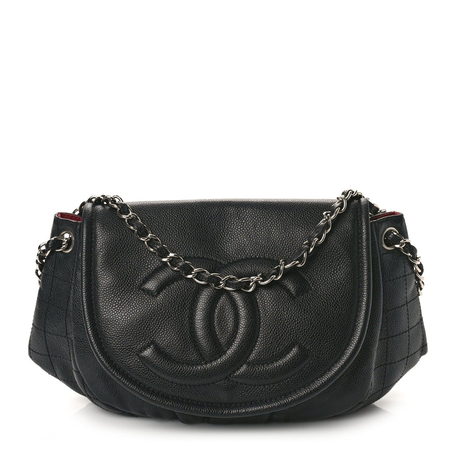 Caviar Half Moon Large Flap Black