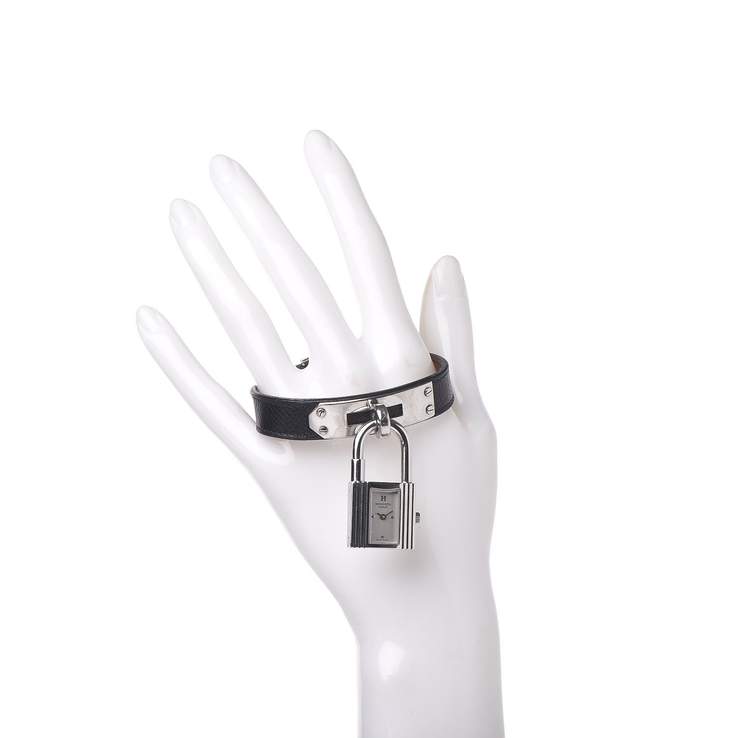 Hermes Stainless Steel Courchevel 20mm Kelly Cadena Quartz Watch Noir 2 of 7