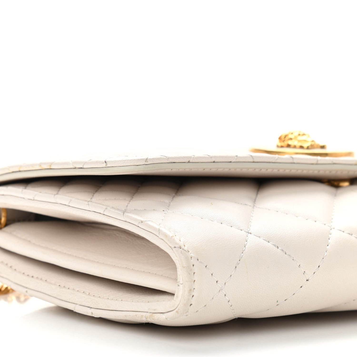 Versace Calfskin Icon Quilted Wallet On Chain Crossbody White 8 of 10