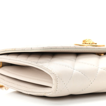 Versace Calfskin Icon Quilted Wallet On Chain Crossbody White 8 of 10