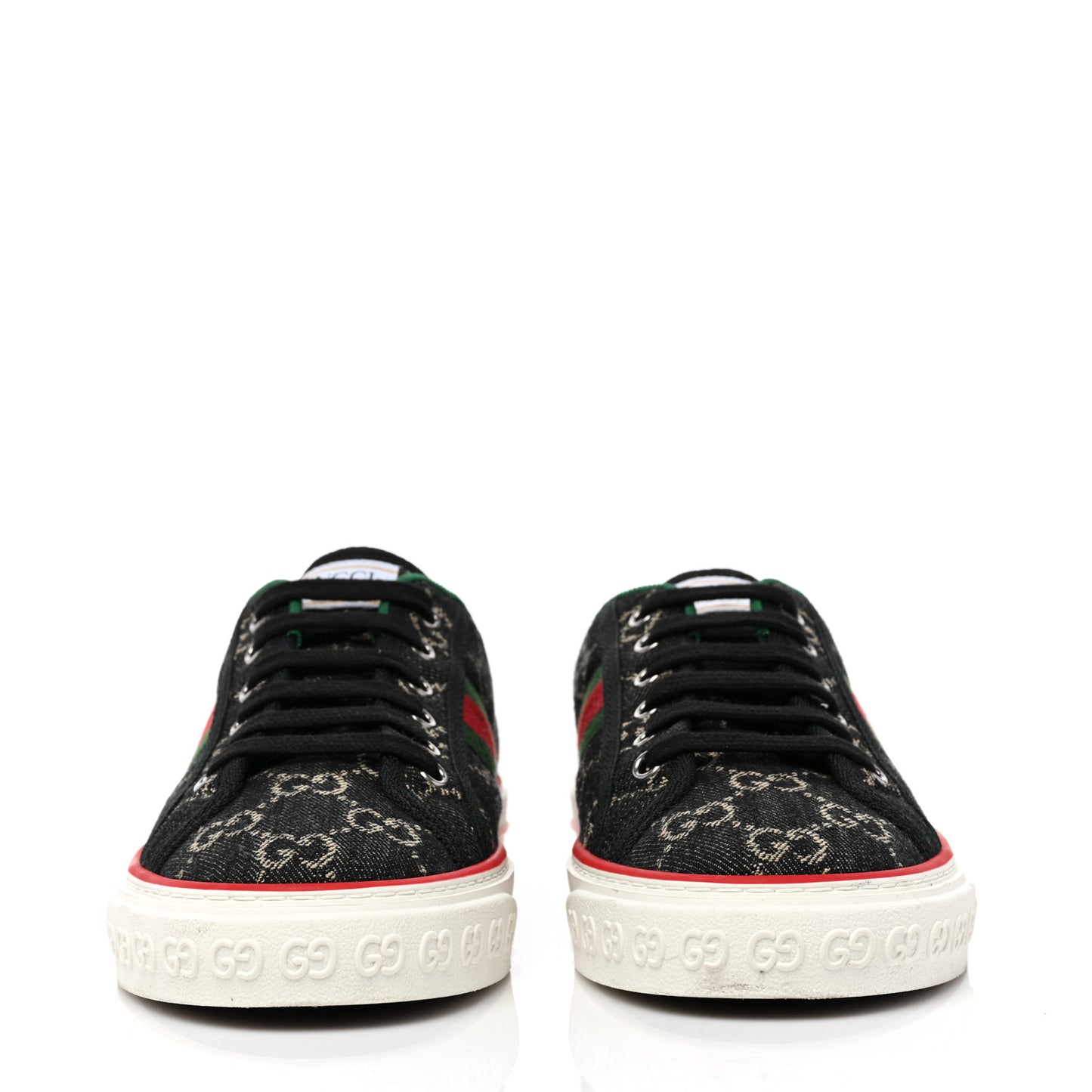 New Denim GG Monogram Web Womens 1977 Tennis Sneakers 39.5 Black Ivory