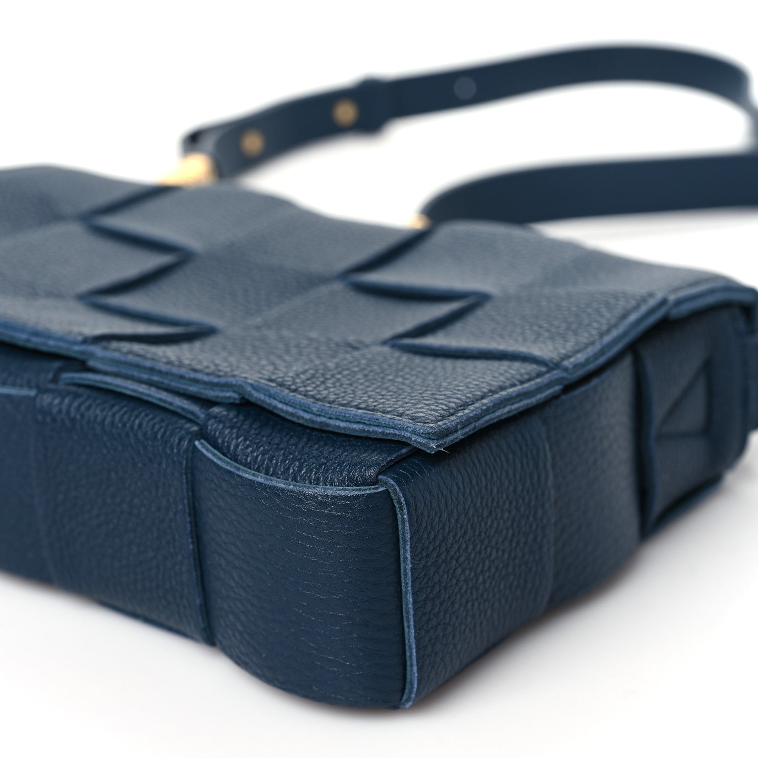 Bottega Veneta Grained Calfskin Maxi Intrecciato Cassette Crossbody Bag Deep Blue 10 of 11