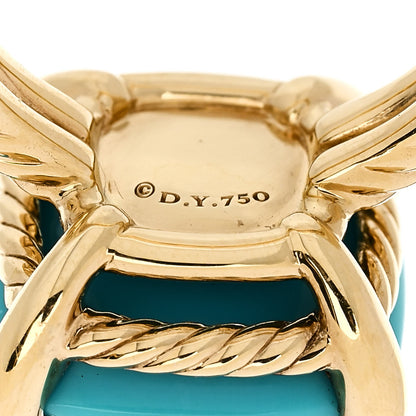 David Yurman 18K Yellow Gold Diamond Turquoise 14mm Chatelaine Ring 51 5.75 5 of 5