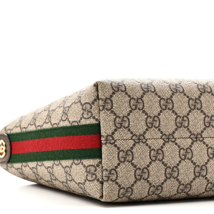 Gucci GG Supreme Monogram Textured Calfskin Web Super Mini Ophidia Shoulder Bag Beige Ebony New Acero 9 of 10