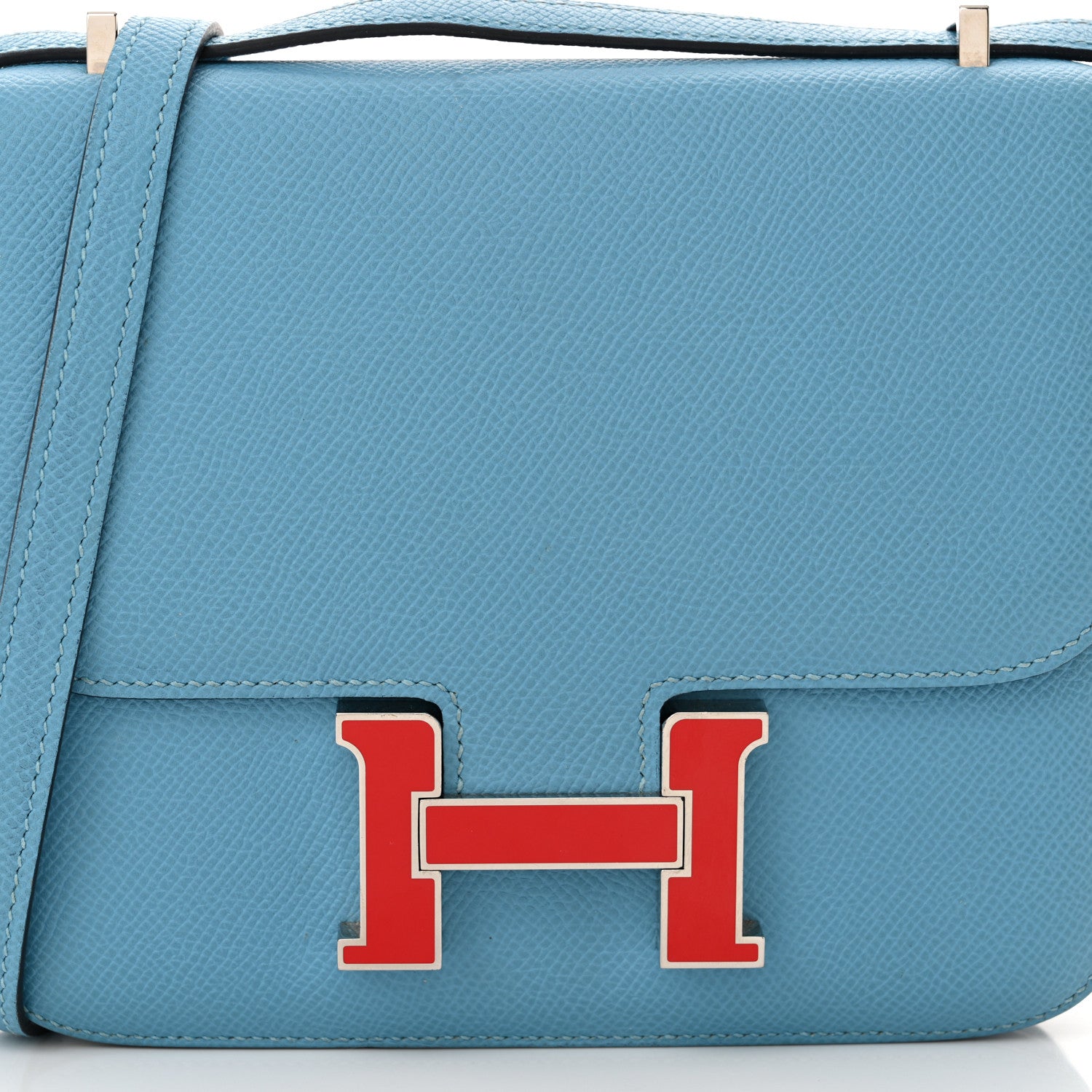 Hermes Epsom Enamel Constance 18 Bleu du Nord Rouge 8 of 11