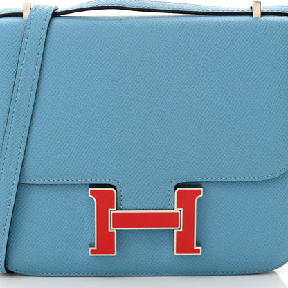 Hermes Epsom Enamel Constance 18 Bleu du Nord Rouge 8 of 11