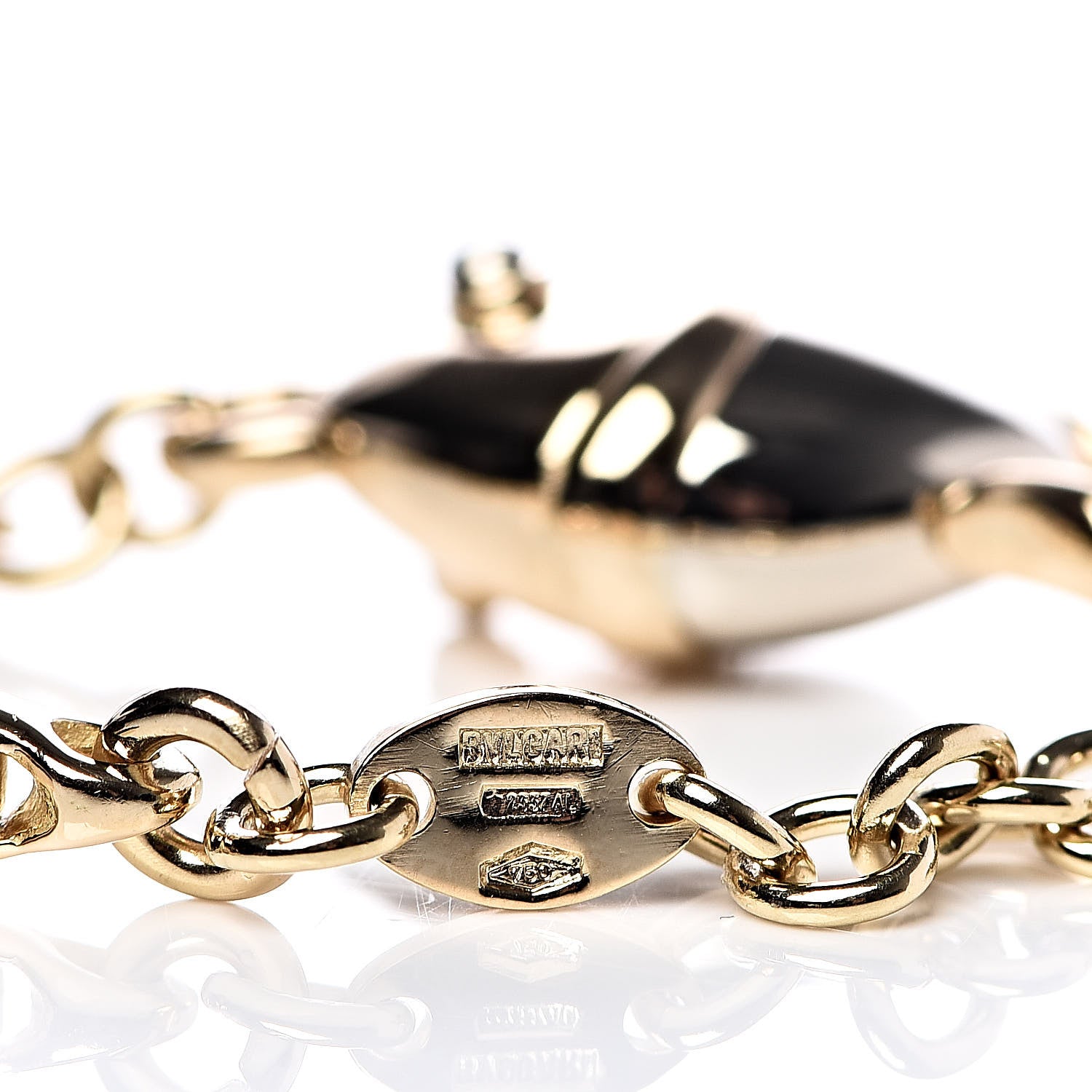 Bulgari 18K Yellow White Gold Fish Chain Bracelet 4 of 4