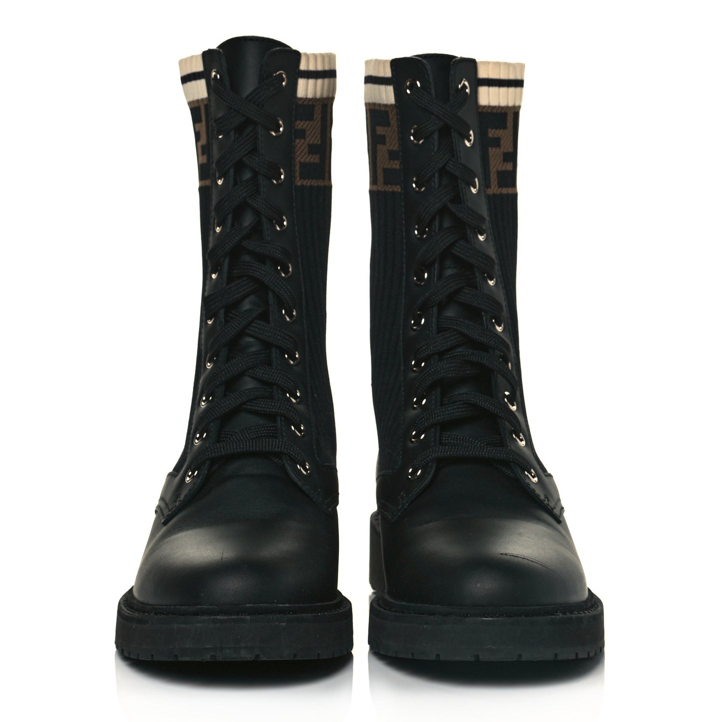 Calfskin Stretch Fabric Rockoko Biker Boots 39 Tobacco Black Marino