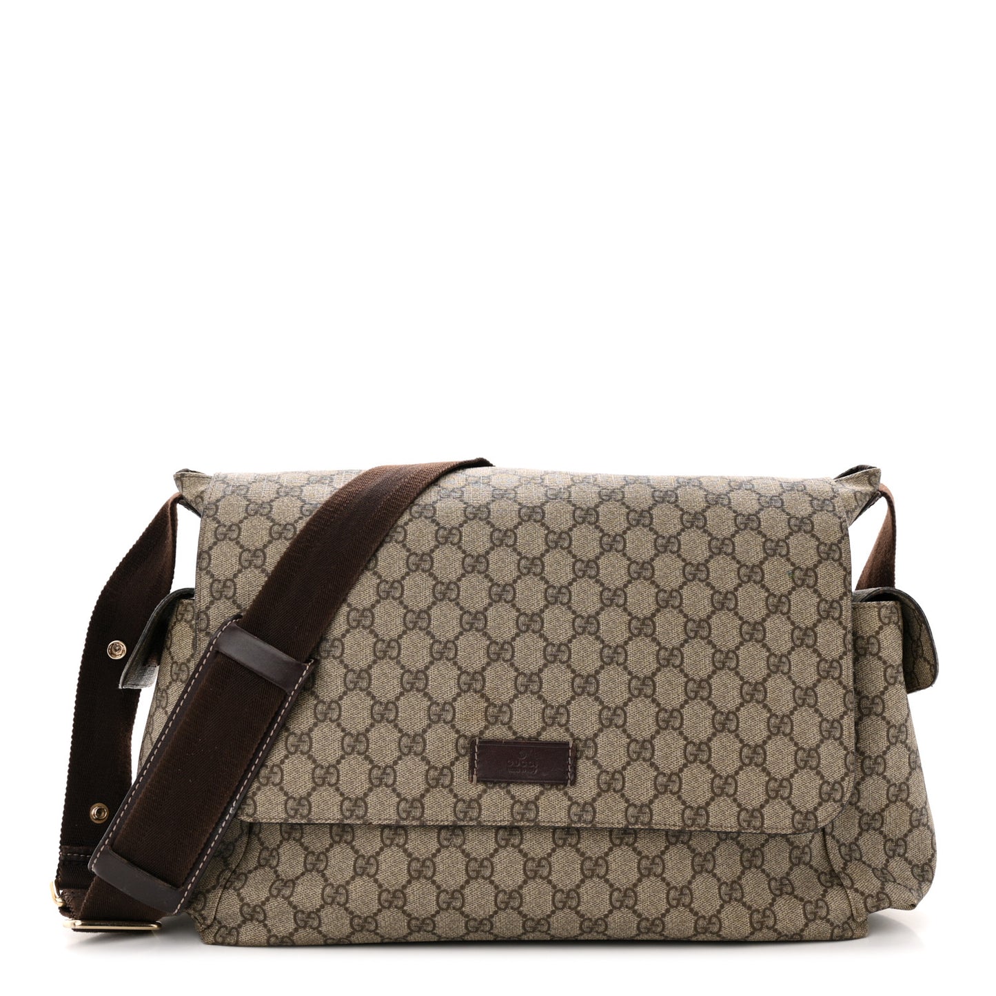 GG Plus Monogram Messenger Diaper Bag Dark Brown