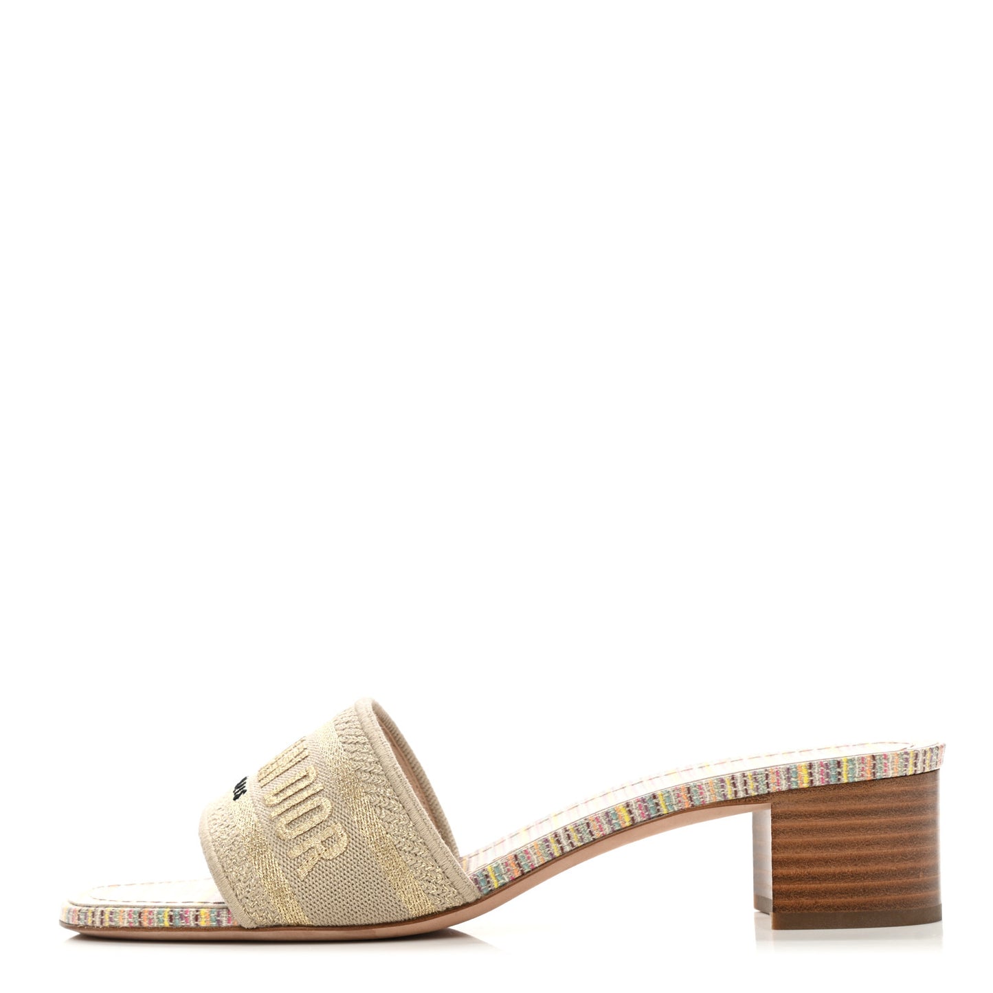 Lurex Romance Embroidered Dway 40mm Slide Sandals 39.5 Metal Multicolor