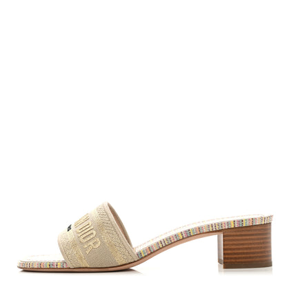 Christian Dior Lurex Romance Embroidered Dway 40mm Slide Sandals 39.5 Metal Multicolor 1 of 11