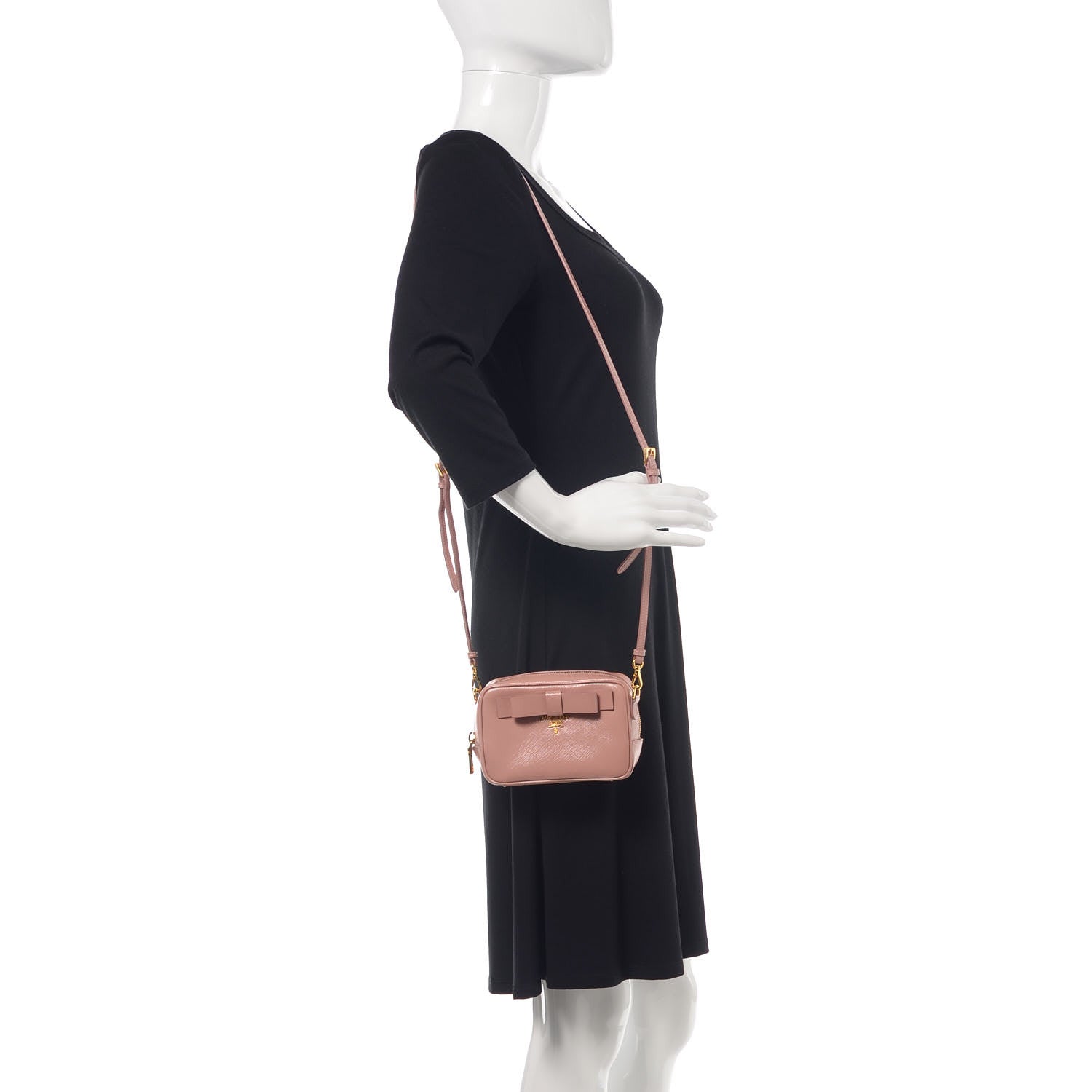 Prada Saffiano Vernice Bow Camera Crossbody Bag Orchidea 2 of 8