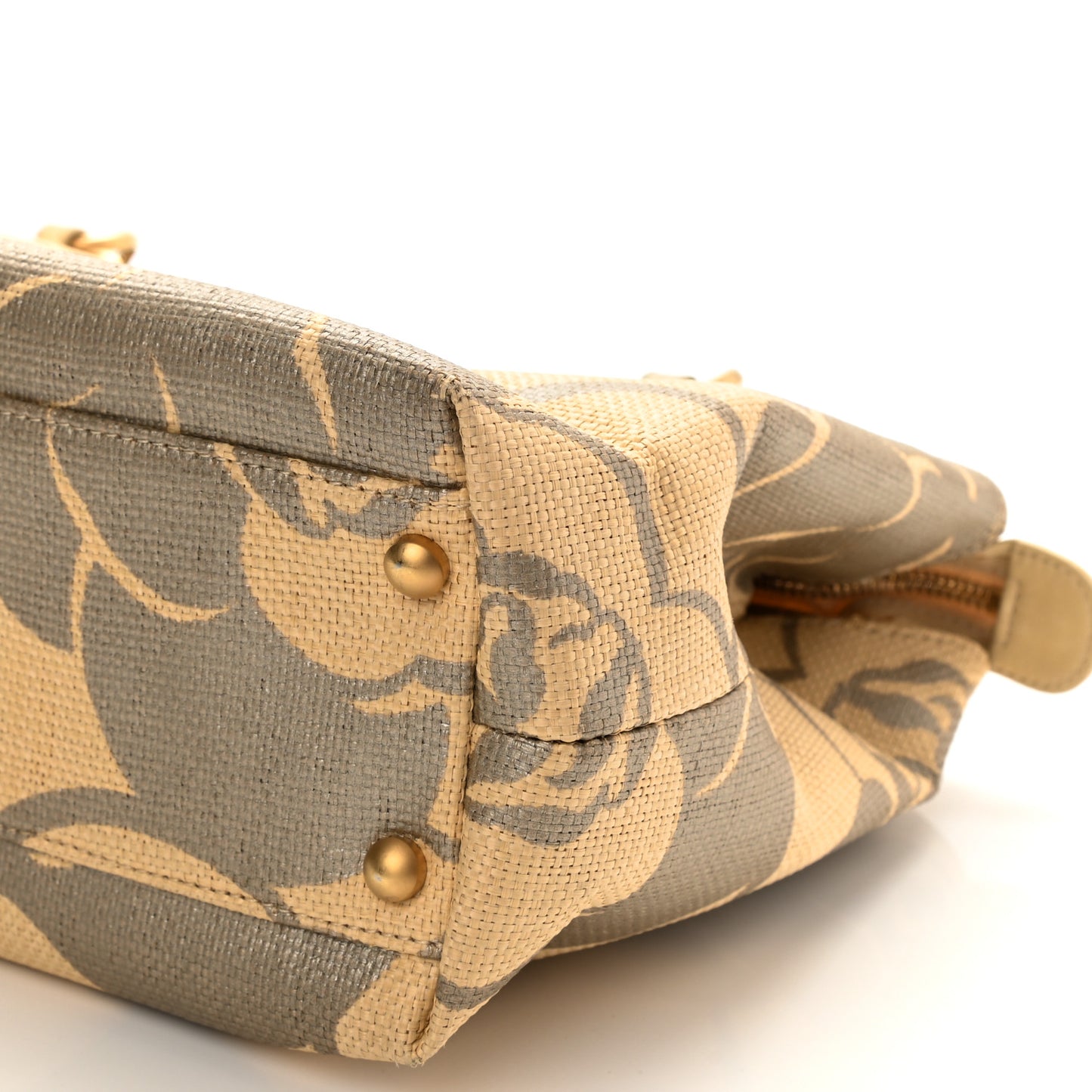 Canvas Camellia Printed Shoulder Bag Beige Grey