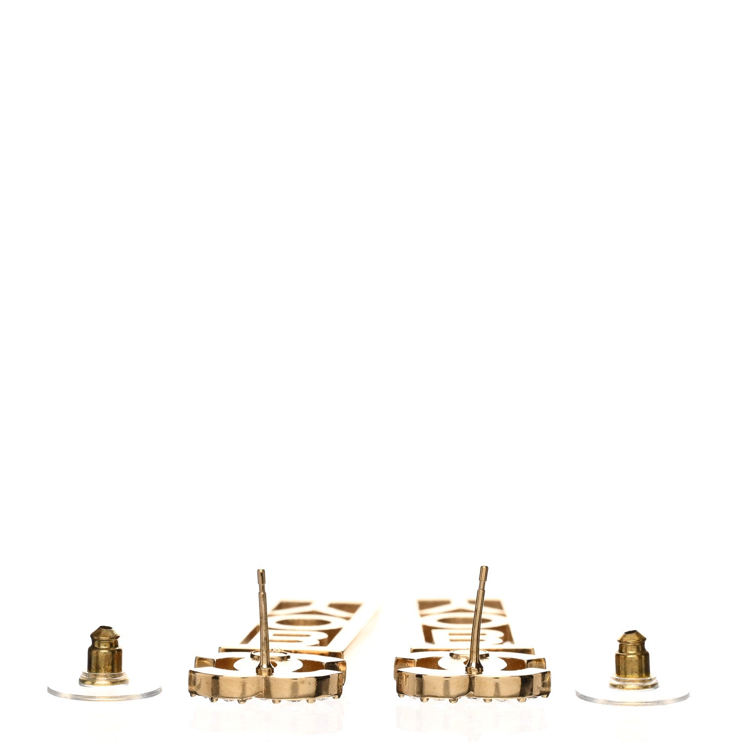 Chanel Metal Crystal CC Boy Drop Earrings Gold 3 of 4