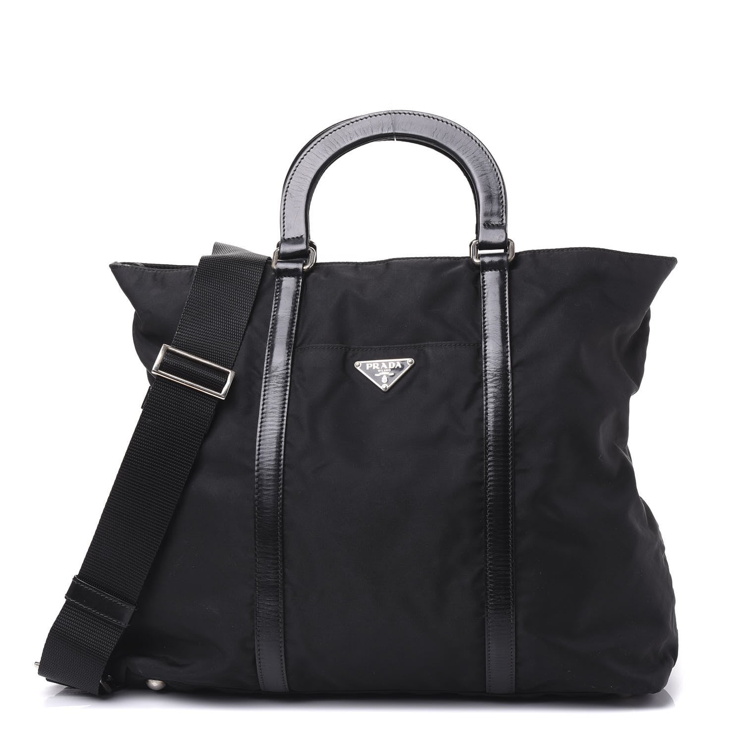 Prada Tessuto Nylon Soft Calf Tote Black 1 of 12