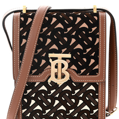 Burberry Velvet TB Mini Robin Crossbody Brown Black 7 of 9