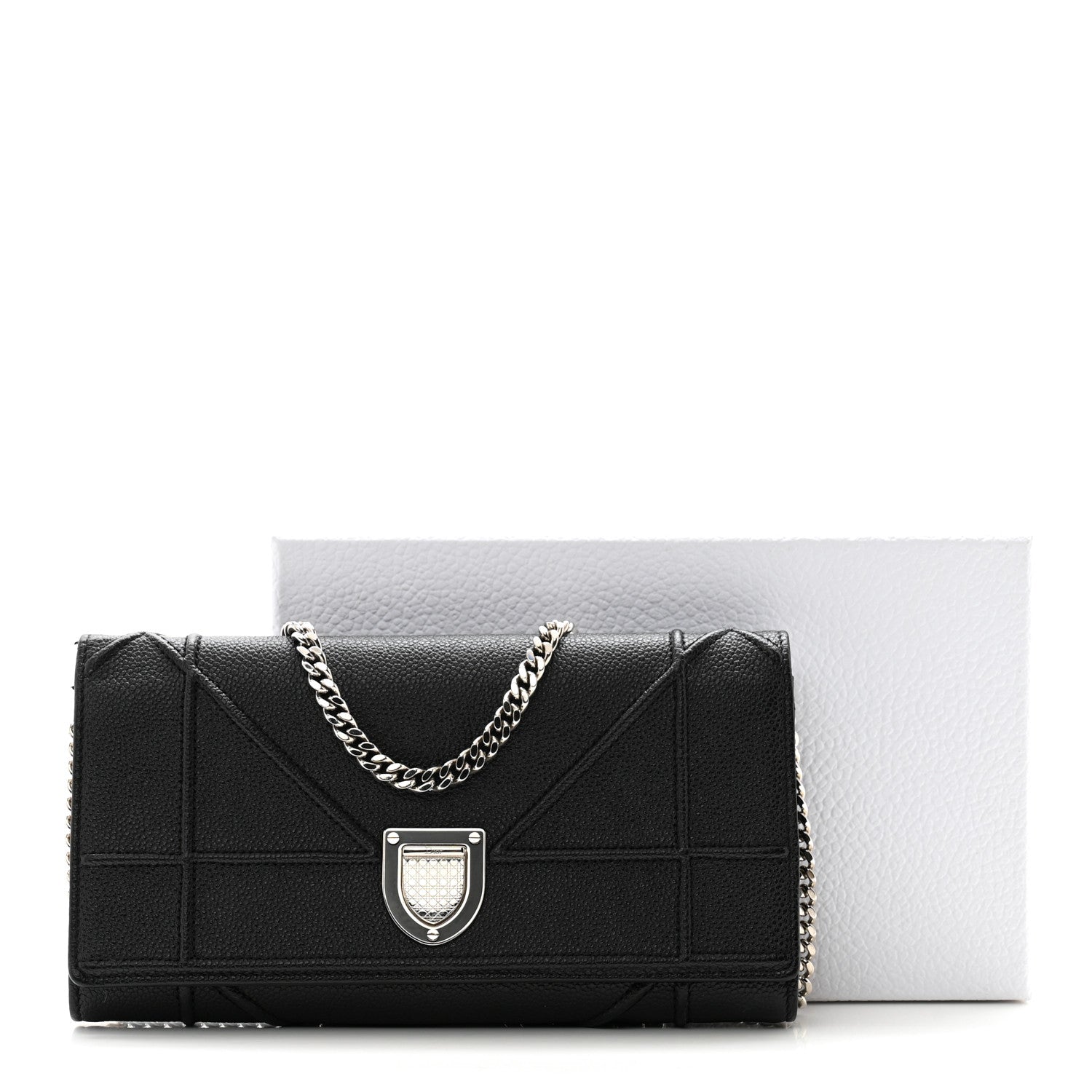 Christian Dior Grained Calfskin Diorama Croisiere Chain Wallet Black 10 of 10
