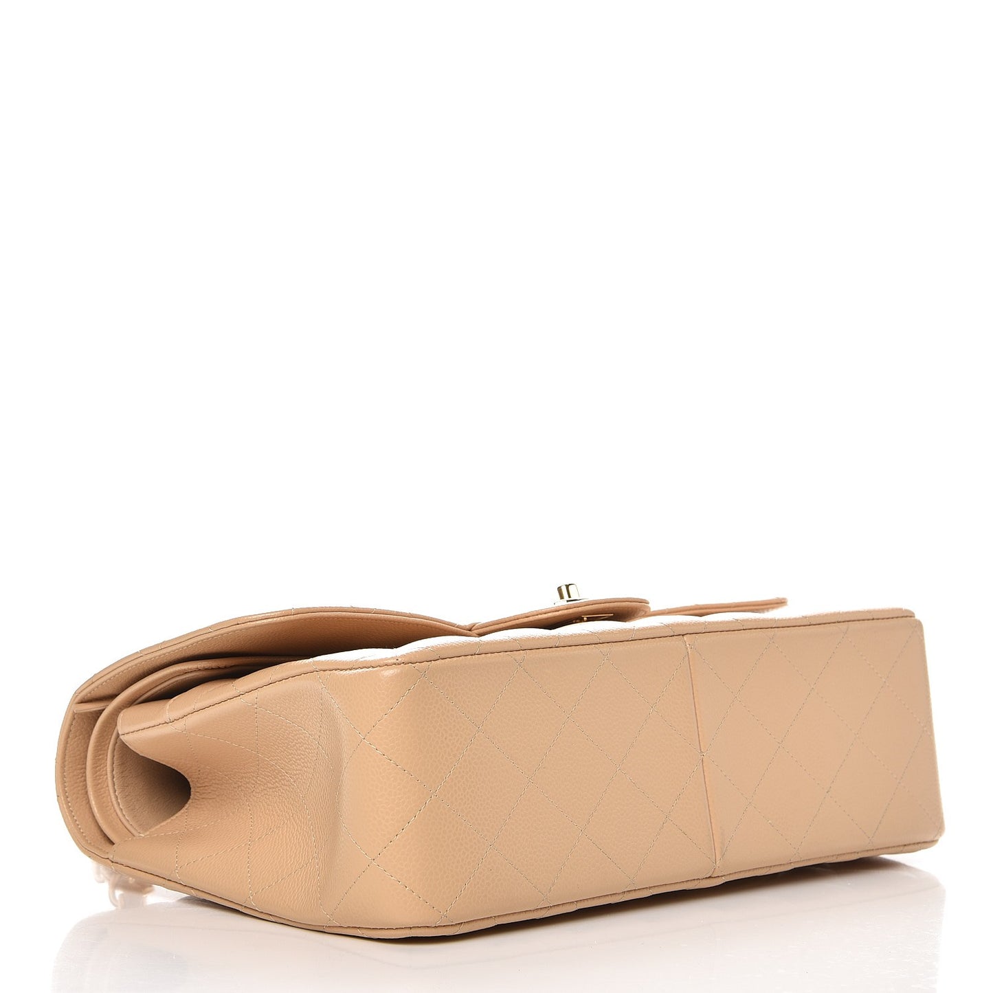 Caviar Quilted Jumbo Double Flap Light Beige