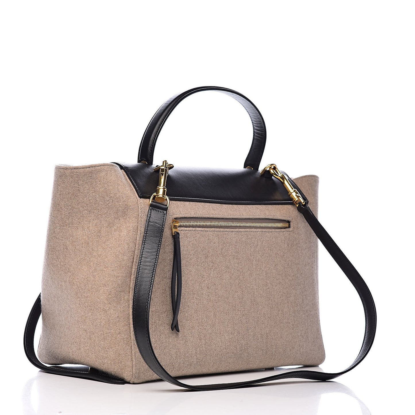Felt Smooth Calfskin Mini Belt Bag Beige