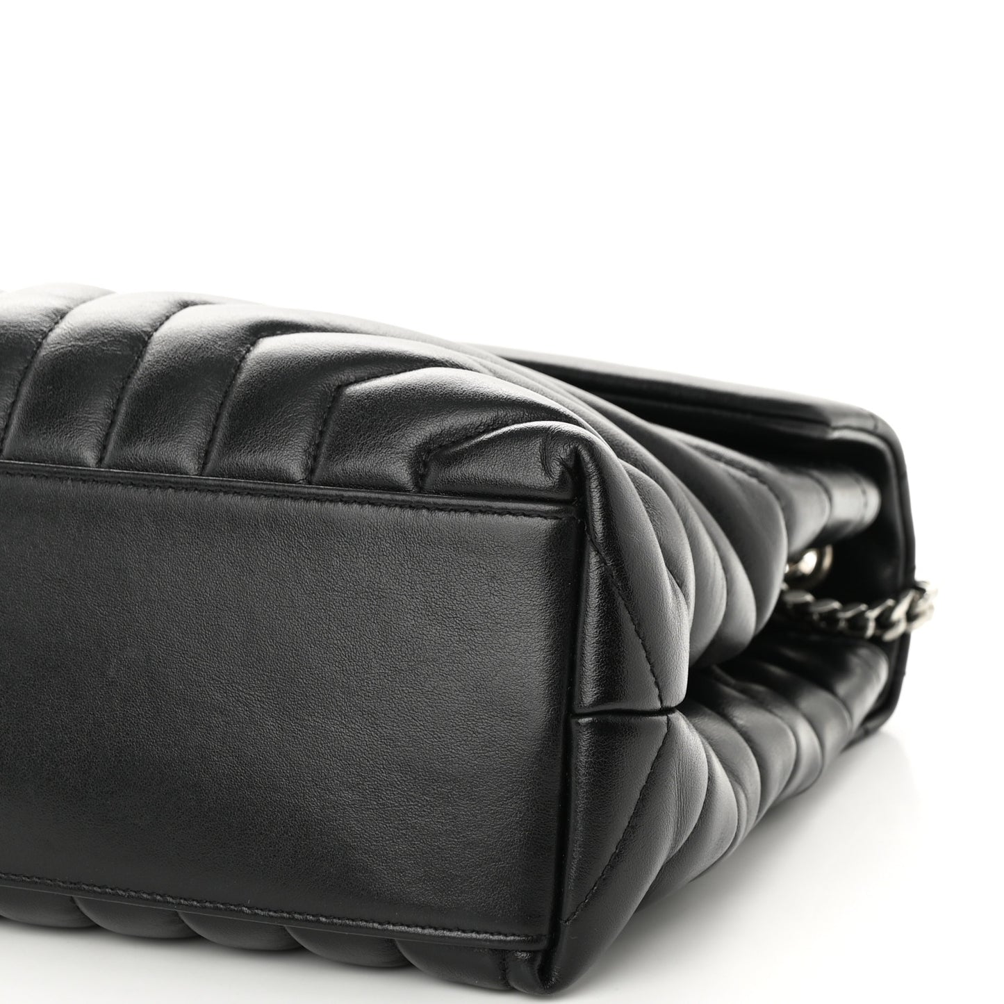 Calfskin Y Quilted Monogram Medium Loulou Chain Satchel Black