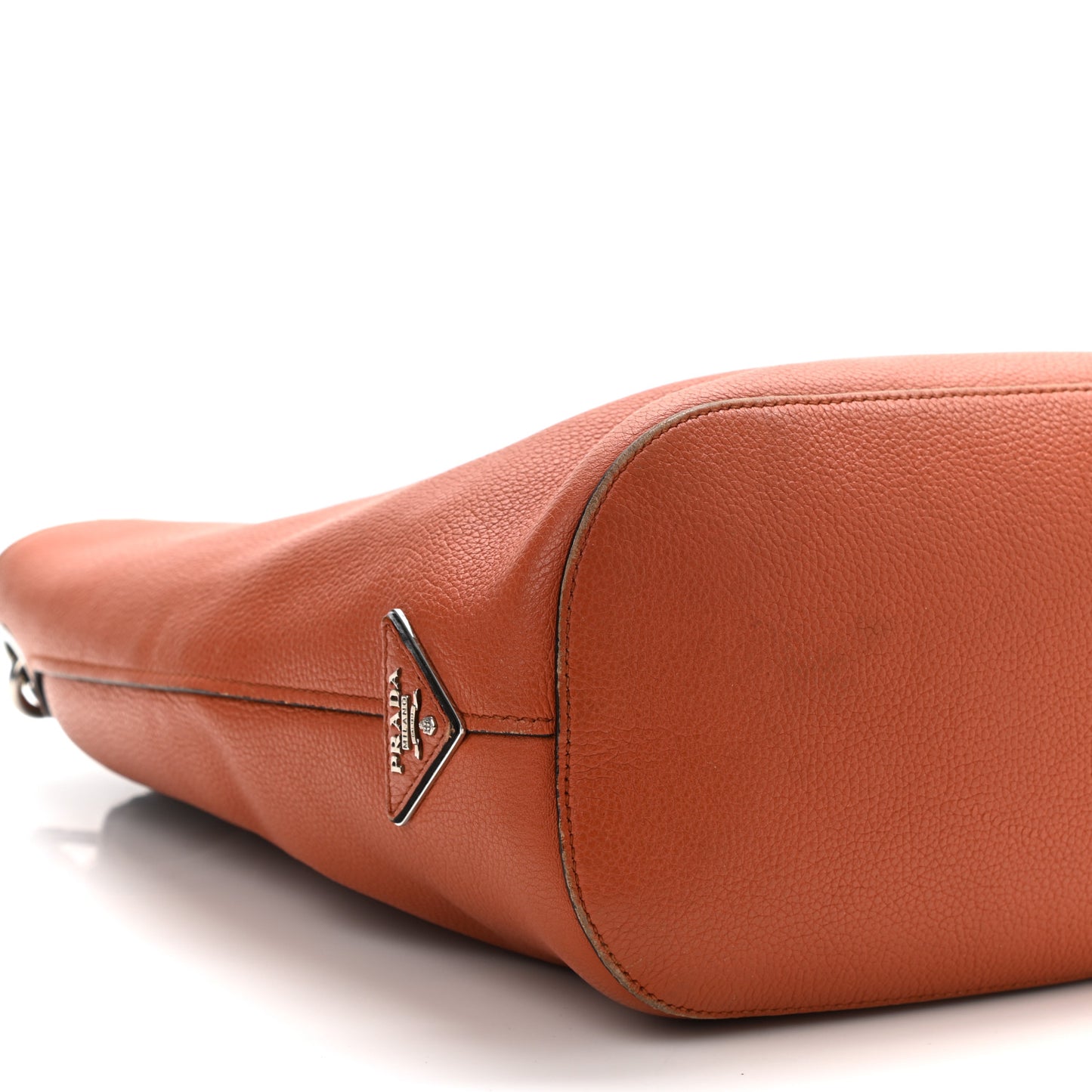 Vitello Phenix Embossed Logo Shoulder Bag Papaya