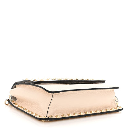 Valentino Garavani Grained Calfskin Small Rockstud Flap Crossbody Bag Light Ivory 4 of 12