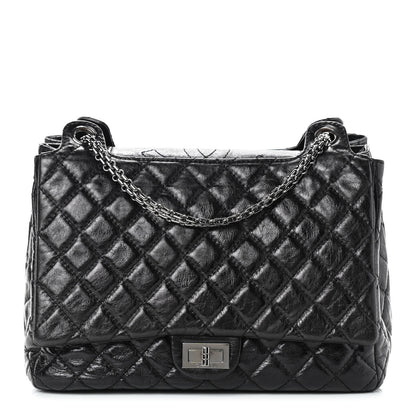 Chanel Metallic Aged Calfskin Quilted Reissue 2.55 Accordion Flap Black 1 of 9