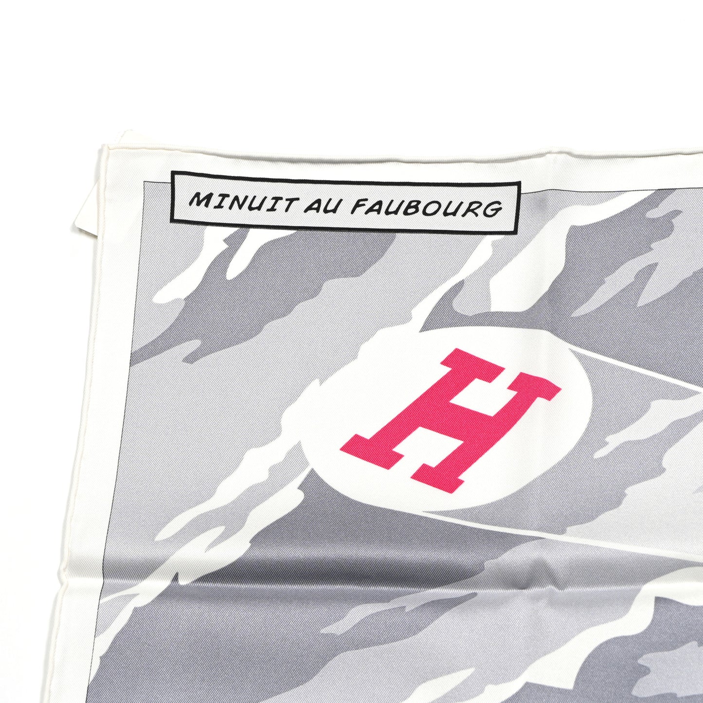 Silk Minuit Au Faubourg Scarf 70 White Gris Black