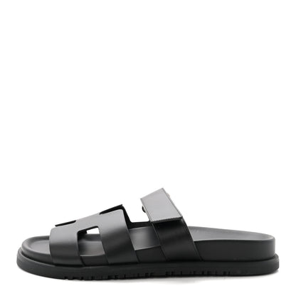 Hermes Calfskin Womens Chypre Sandals 39 Black 1 of 9