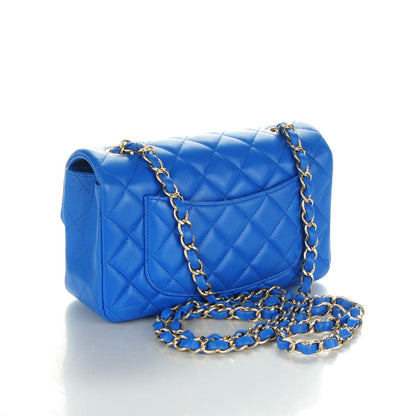 Chanel Lambskin Quilted Mini Rectangular Flap Blue 3 of 8