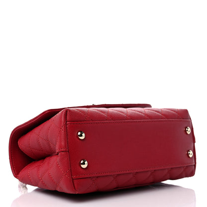 Chanel Caviar Quilted Mini Coco Handle Flap Red 4 of 9