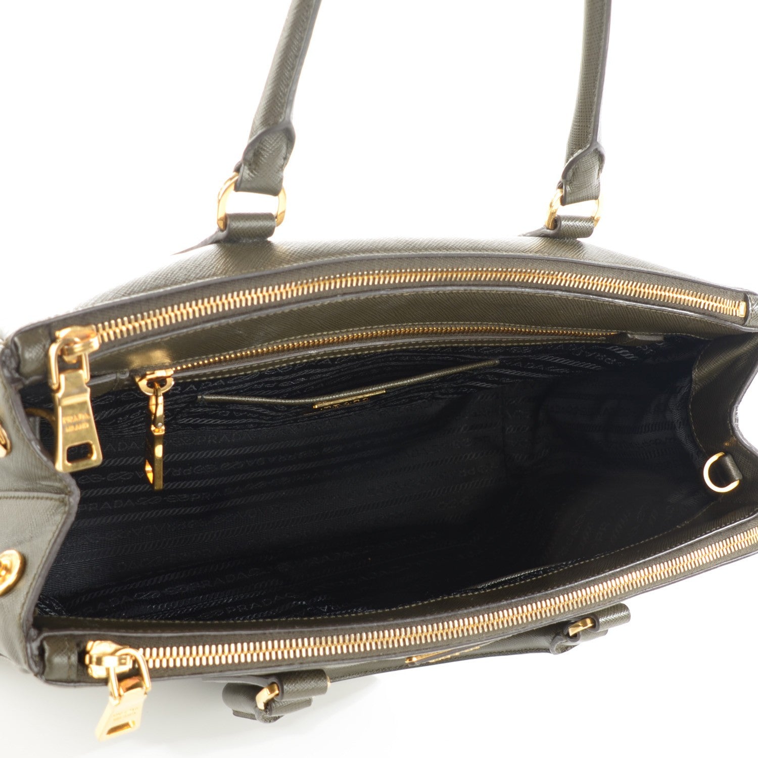 Prada Saffiano Medium Galleria Double Zip Tote Militare 6 of 10