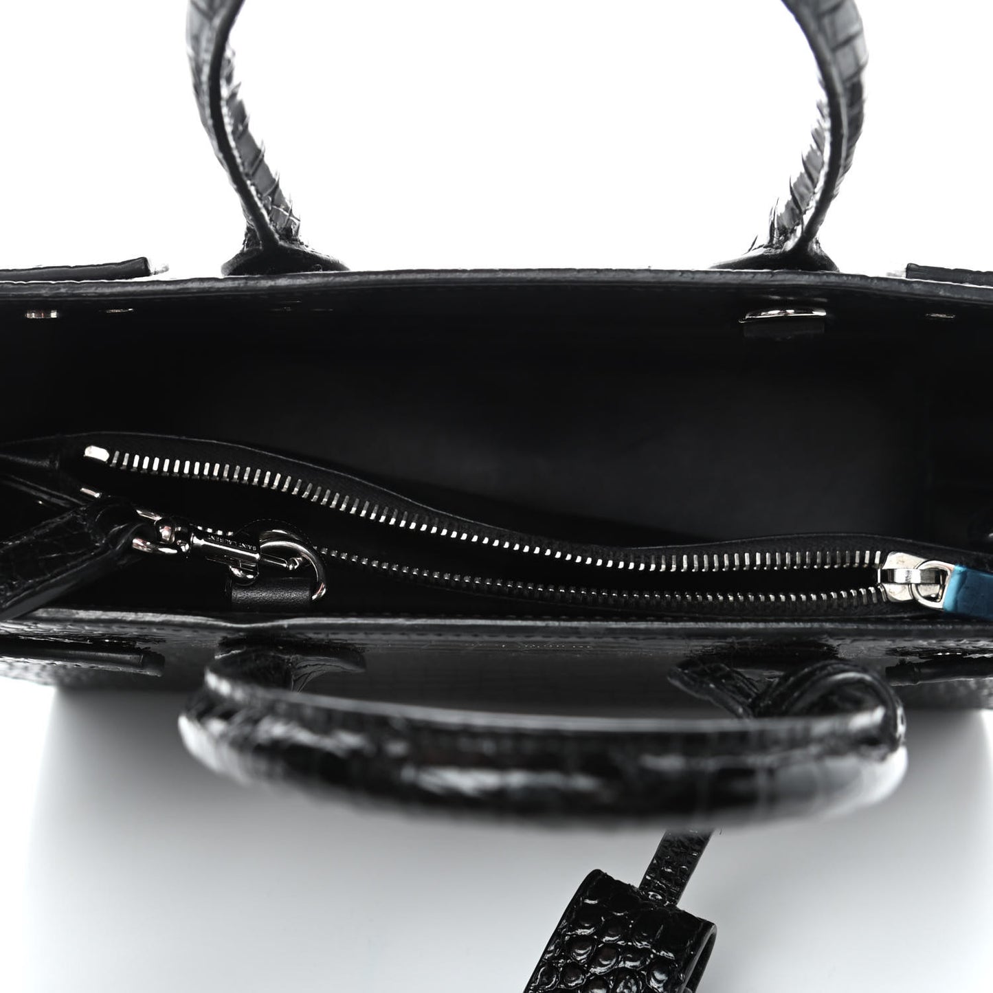 Calfskin Crocodile Embossed Baby Sac De Jour Black