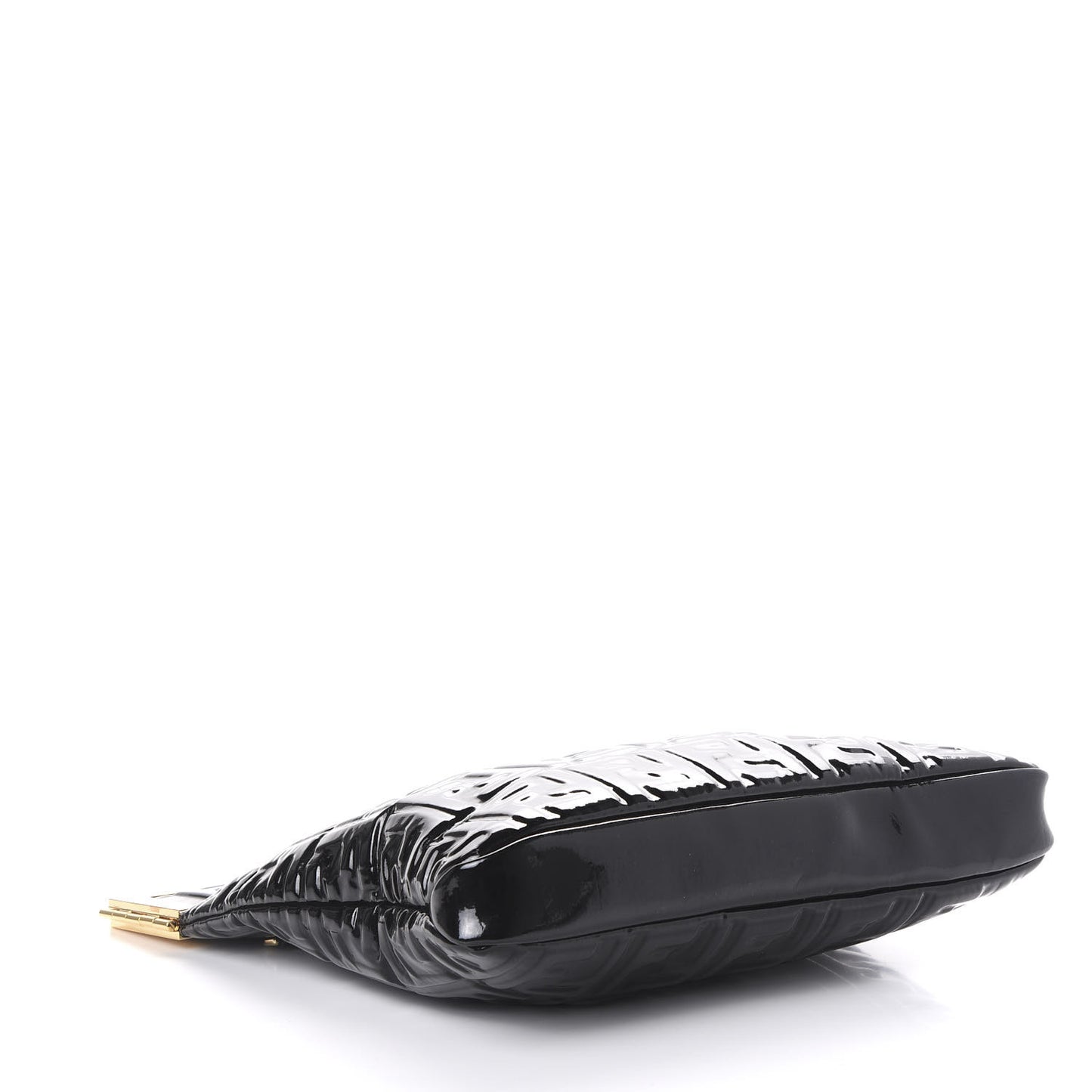 Patent FF 1974 Embossed Medium Shopping Flap Bag Black