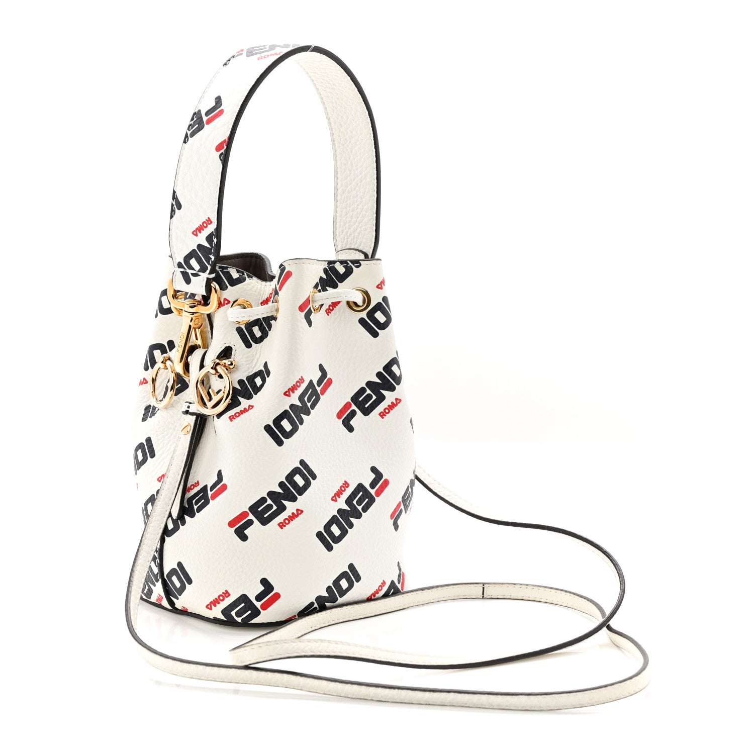 Fendi X FILA Vitello F is Fendi Mania Mini Mon Tresor Bucket Bag White 3 of 10
