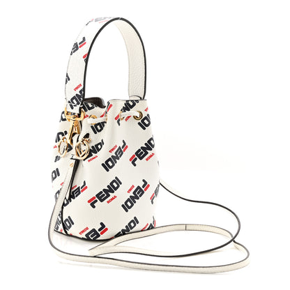 Fendi X FILA Vitello F is Fendi Mania Mini Mon Tresor Bucket Bag White 3 of 10