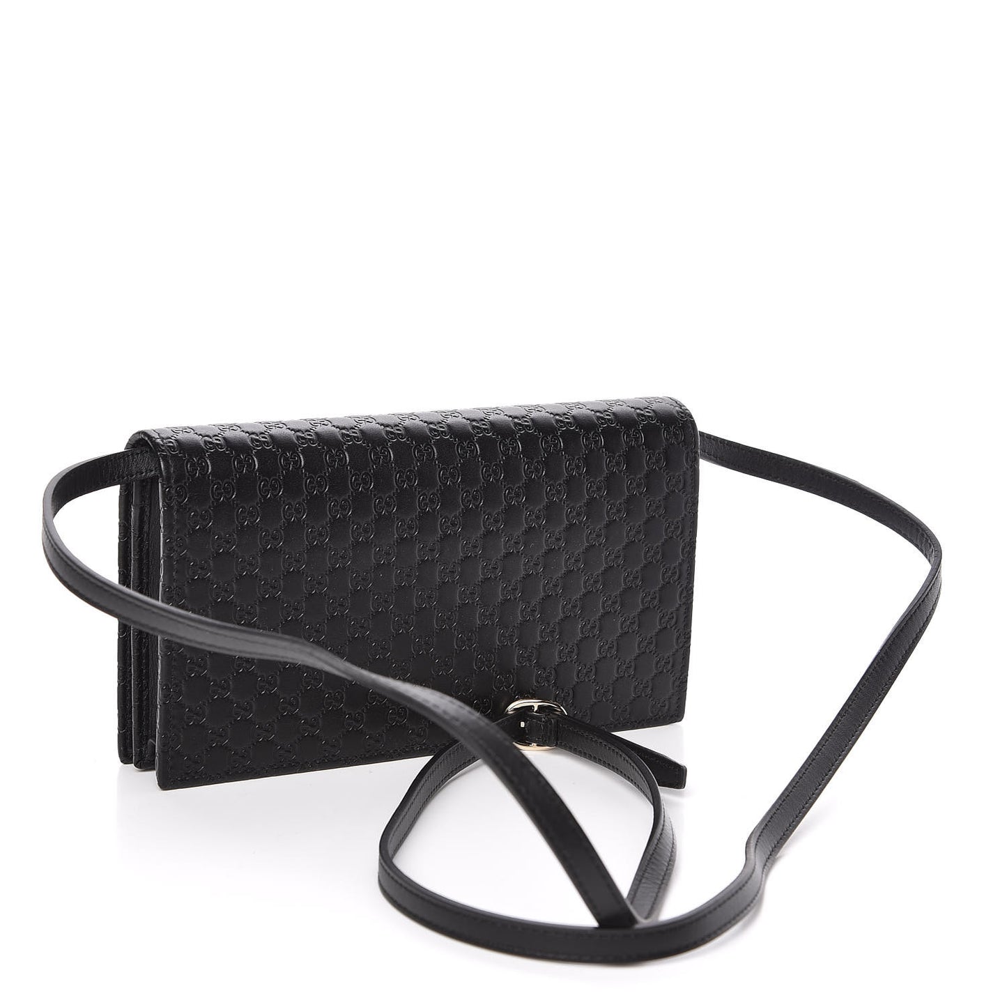 Microguccissima Crossbody Wallet Black