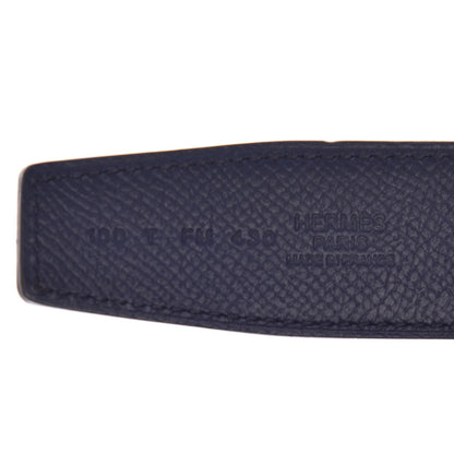 Hermes Epsom Swift 32mm Guilloche H Belt 100 Bleu Saphir Black 4 of 7