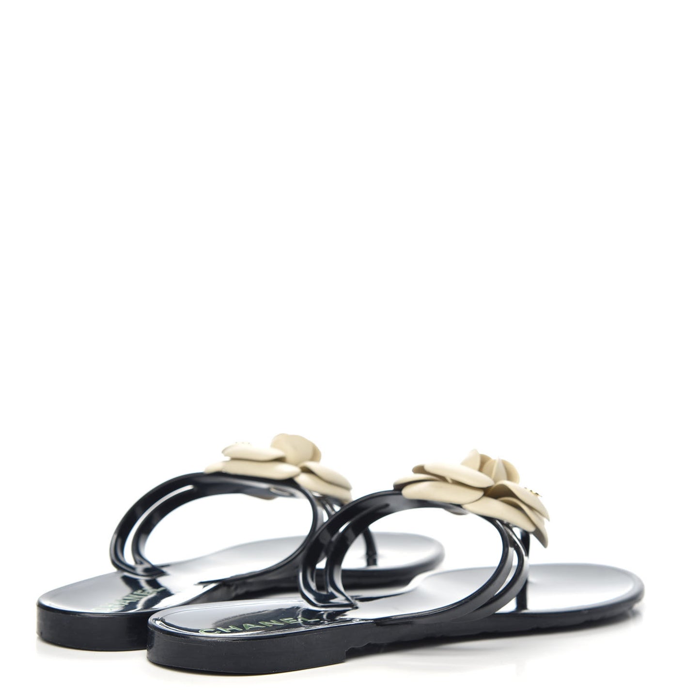 Jelly Camellia Thong Sandals 39 Black Ivory