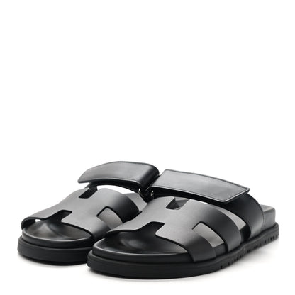 Hermes Calfskin Womens Chypre Sandals 36 Black 3 of 8