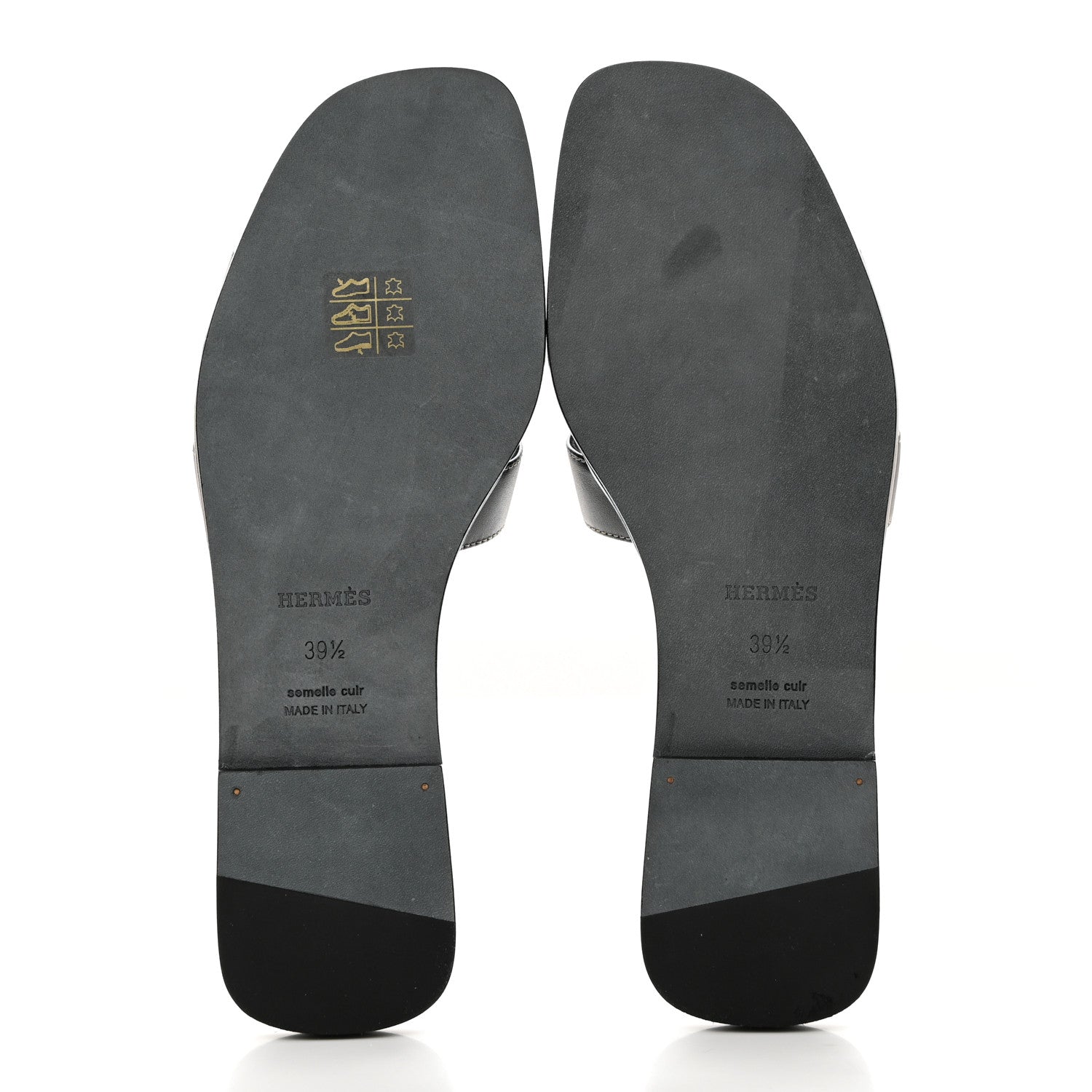 Hermes Box Calfskin Oran Sandals 39.5 Black 5 of 9