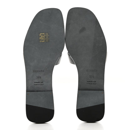 Hermes Box Calfskin Oran Sandals 39.5 Black 5 of 9