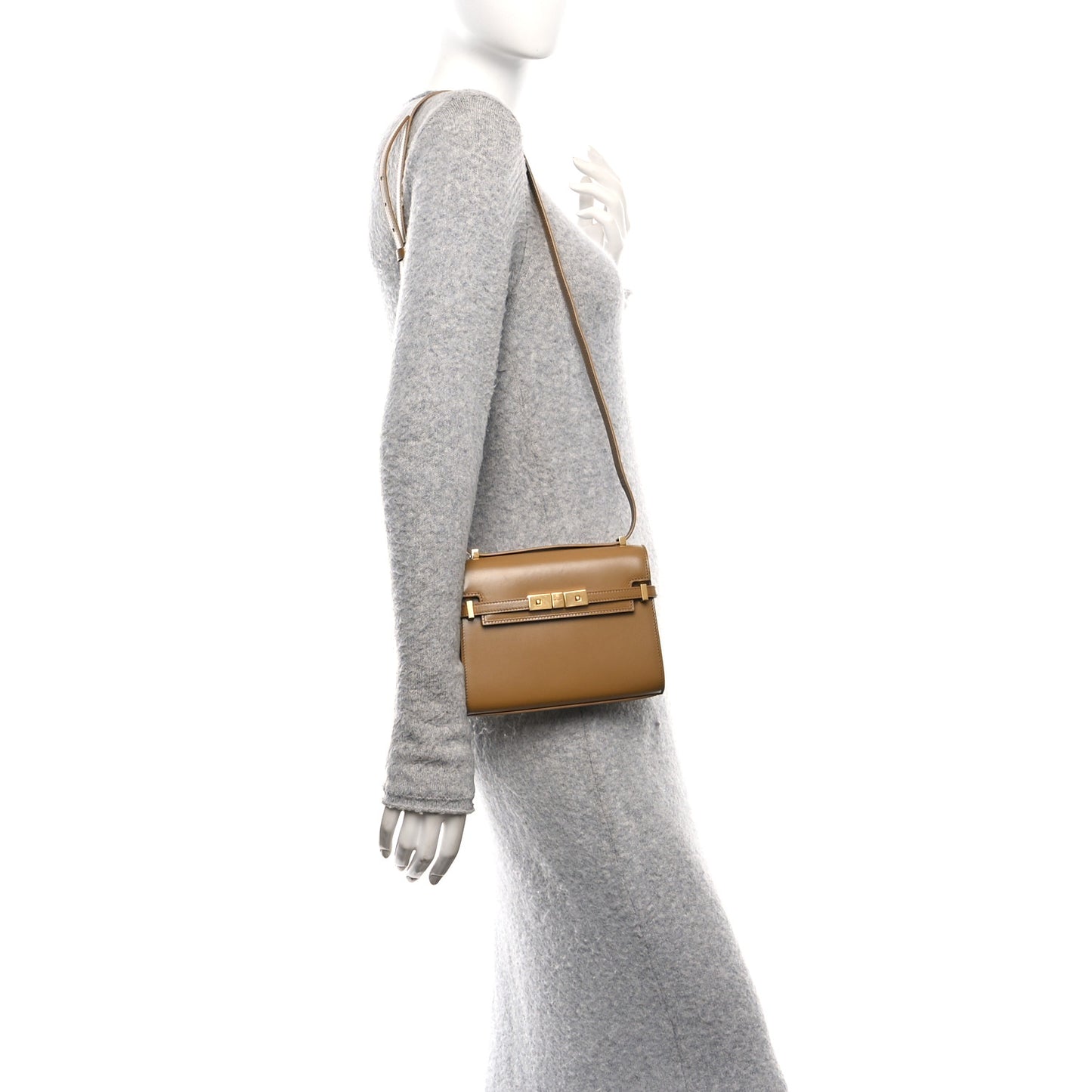 Smooth Calfskin Mini Manhattan Shoulder Bag Tabac Brown